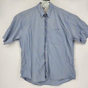 Gitman Bros Shirt Mens XL Button Down Cotton USA Short Sleeve Yellow Blue